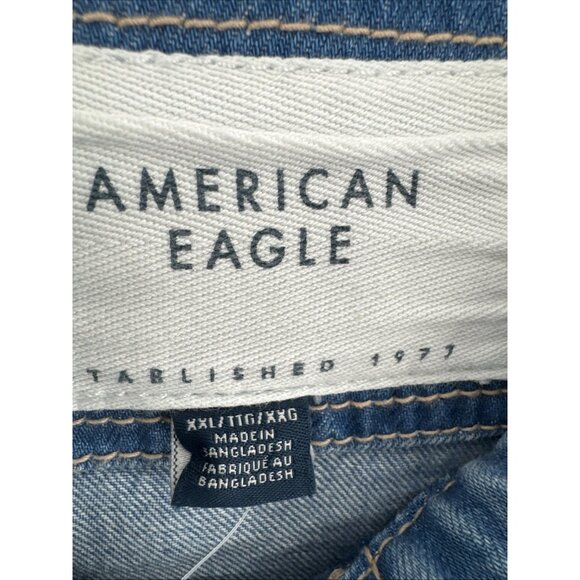 American Eagle Denim Chore Jacket Womens 2XL Blue Jean Distressed Zip Button NEW - Picture 3 of 14